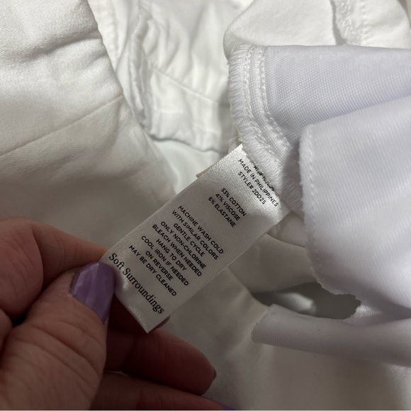 Soft Surroundings Womens Slim/Crop Capri Pants M Pull On Brightside White Note - Picture 11 of 14